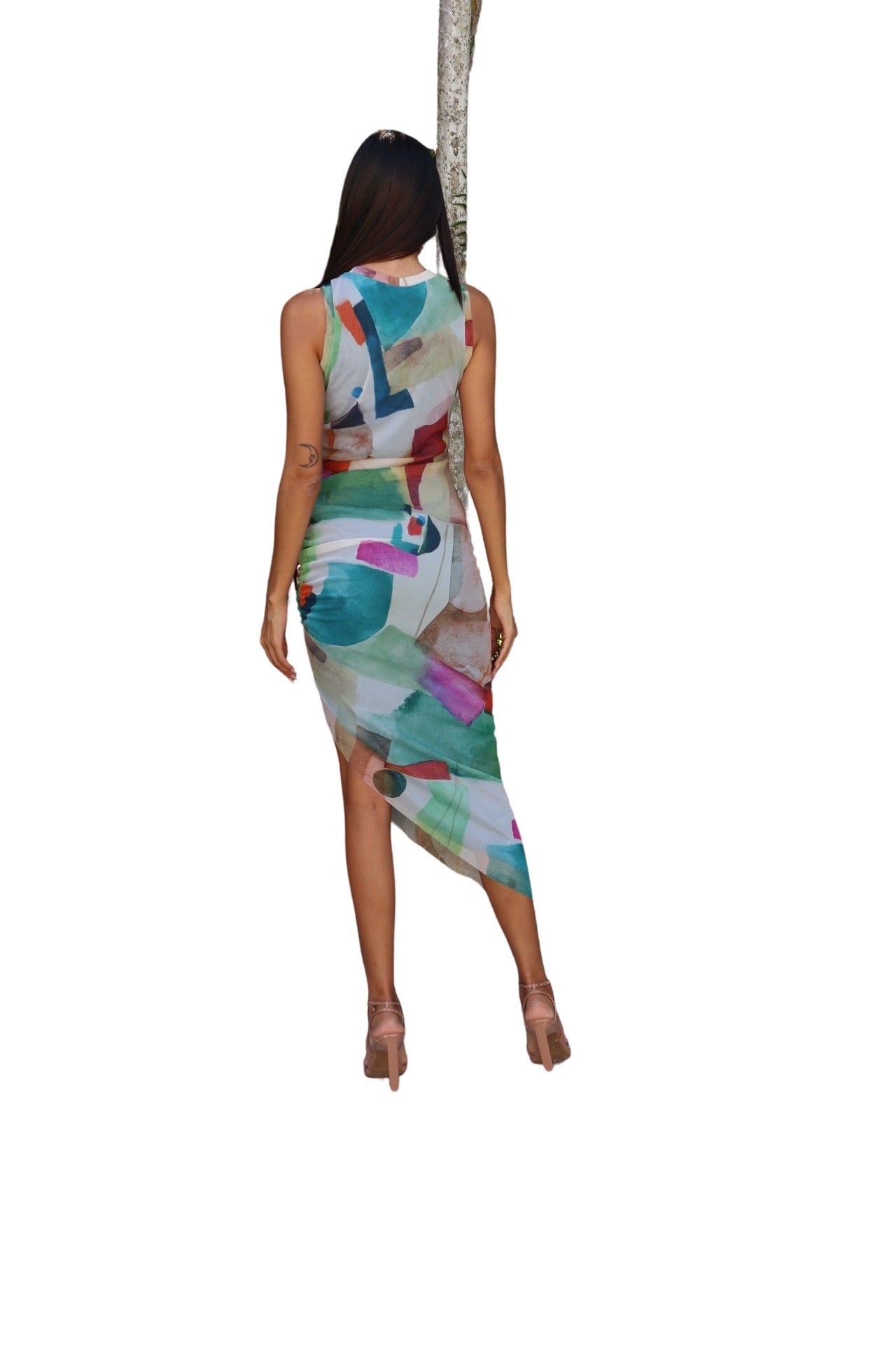 Fitted Multi Color Mesh Dress