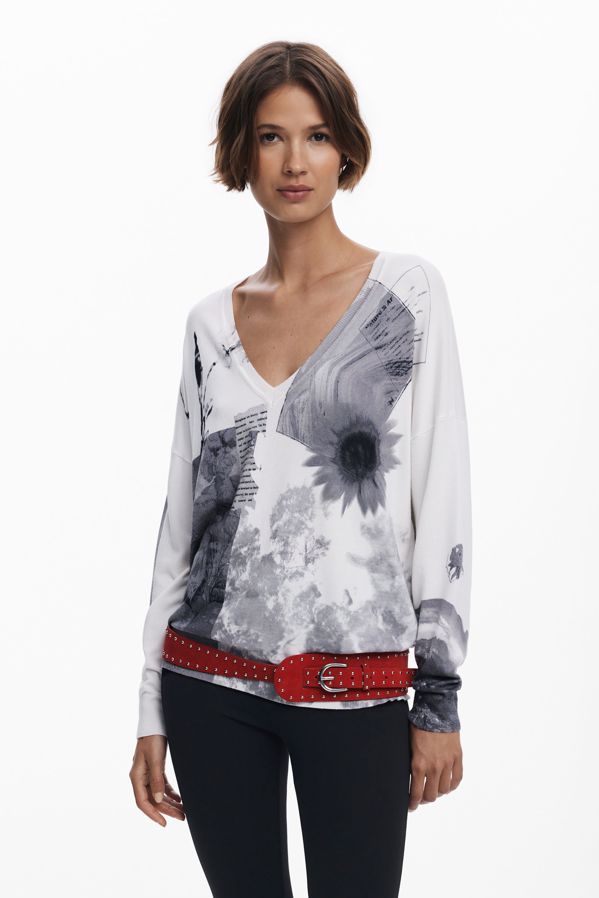 Long Sleeve V Neck Knit Top