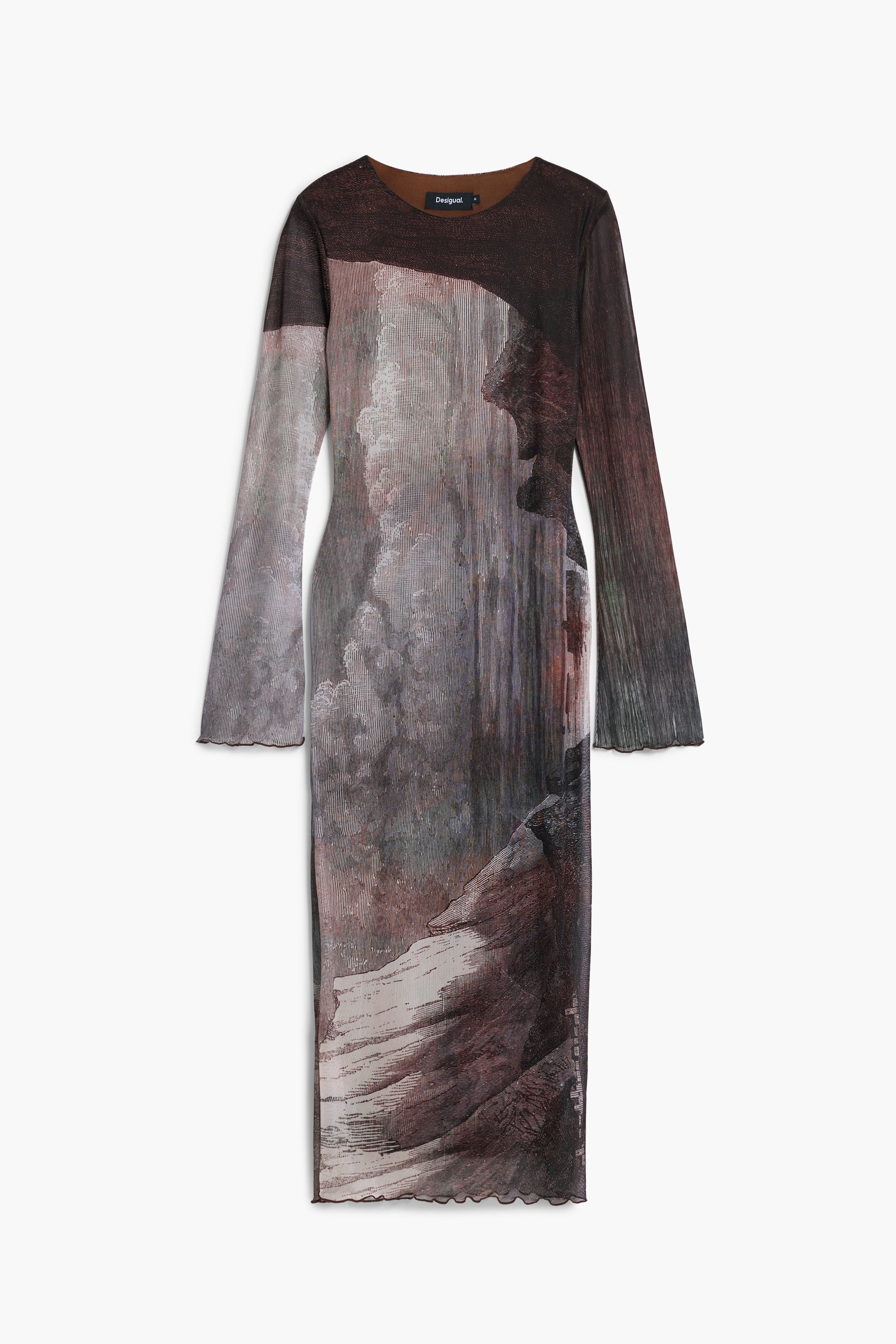 Desigual Mesh Dress – Brown & Cream Print