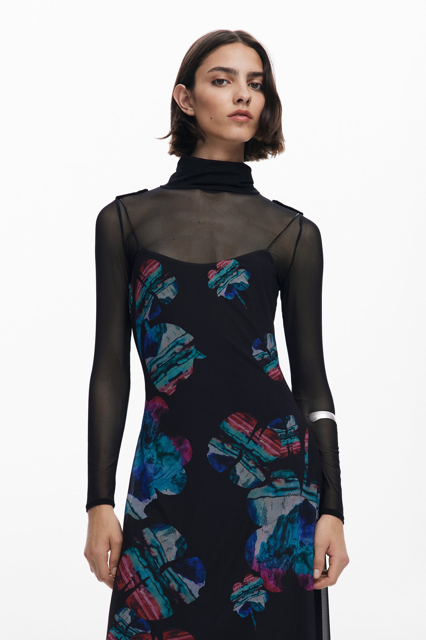 desigual mesh dress Desigual, Long Mesh Dress, Polyester, Red, S