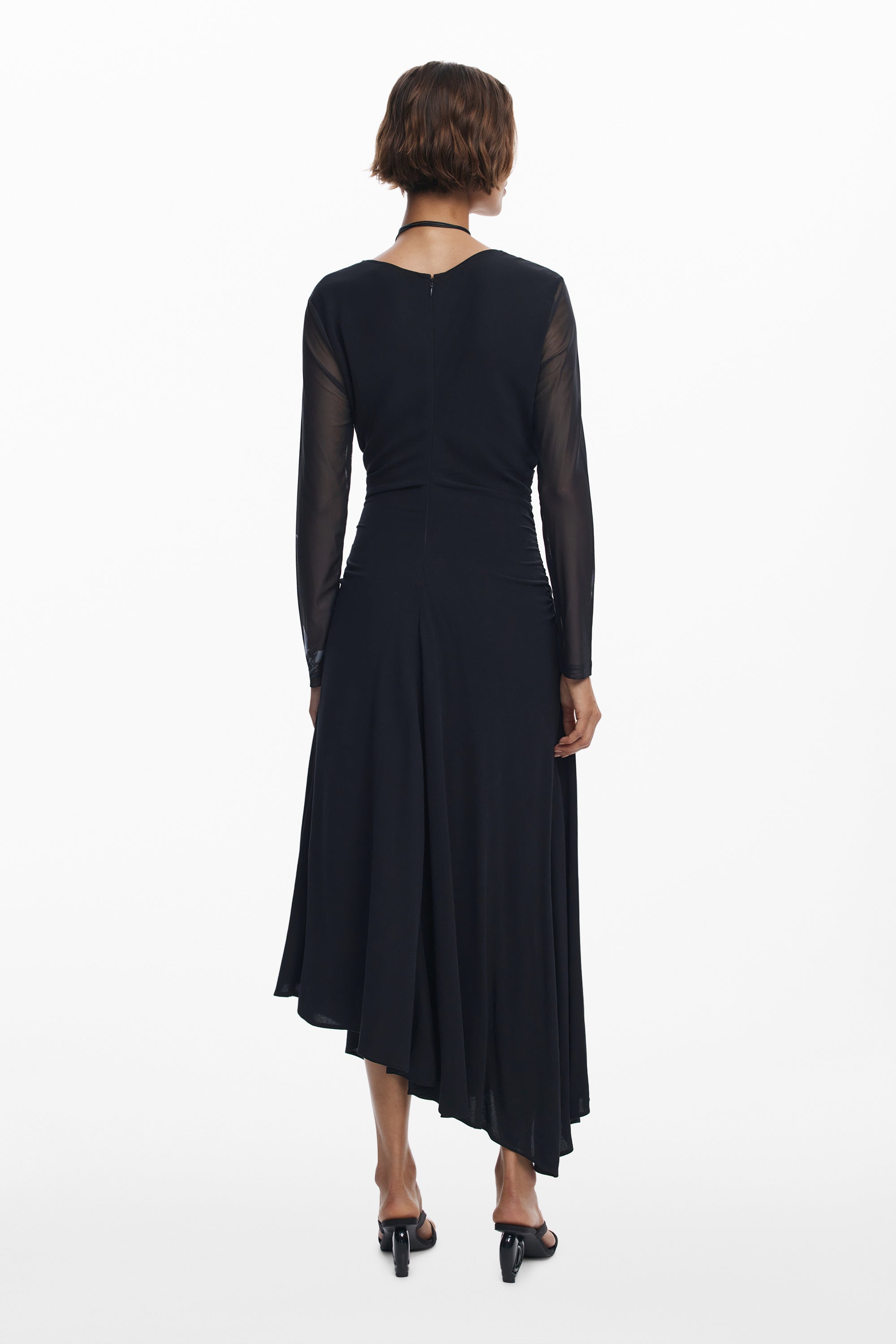 Desigual Long Form-Fitting Dress with White Print Details