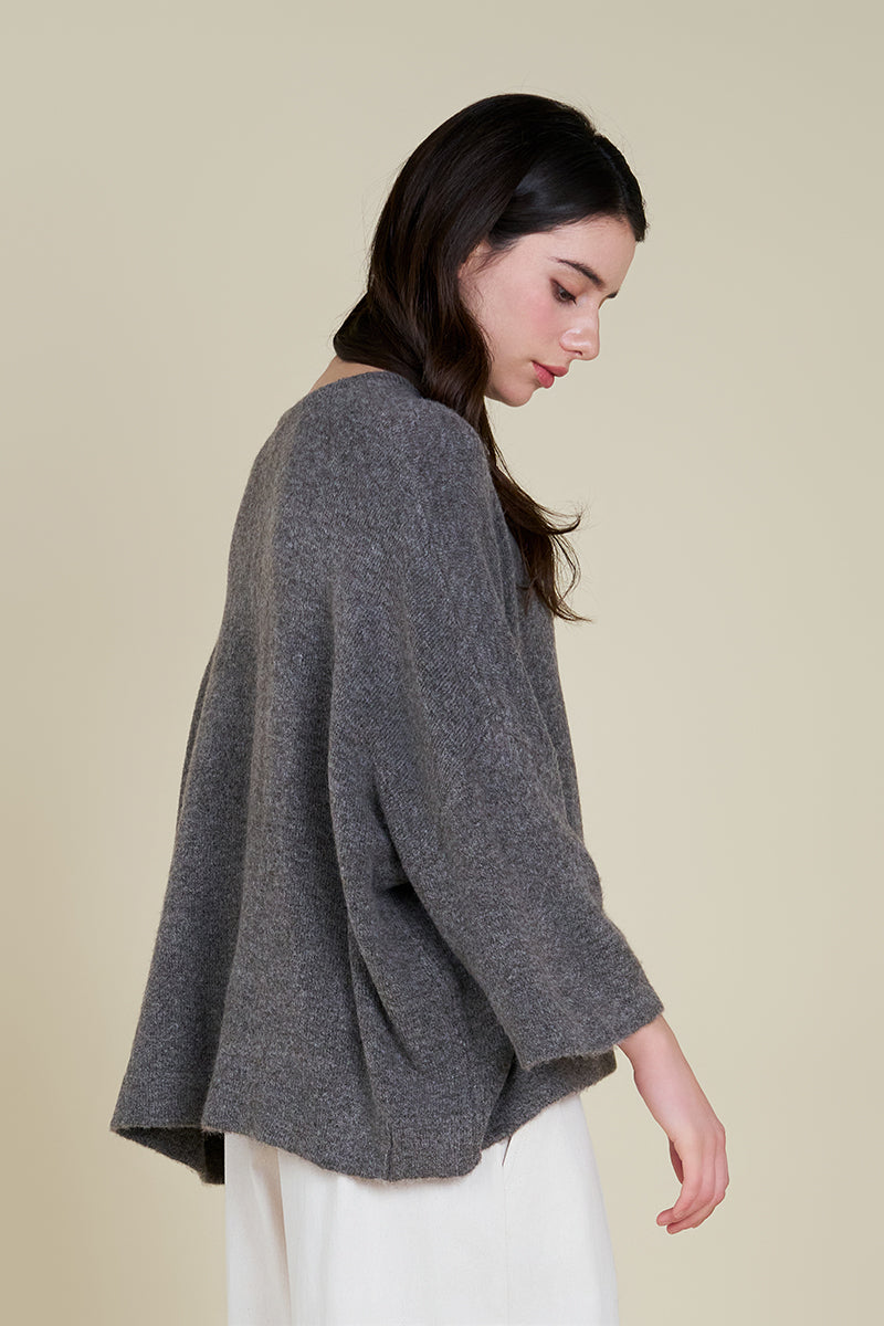 Relaxed Fit Crew Neck Grey Sweater