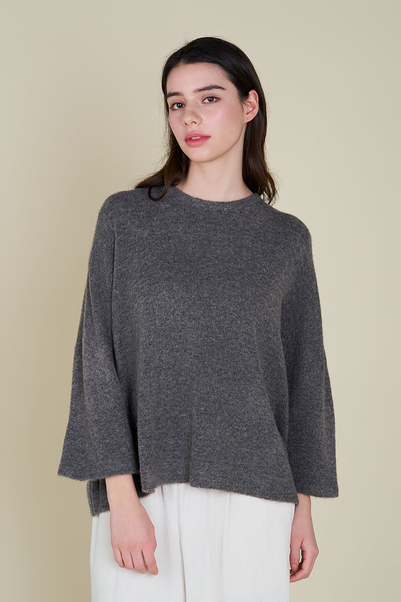 Relaxed Fit Crew Neck Grey Sweater