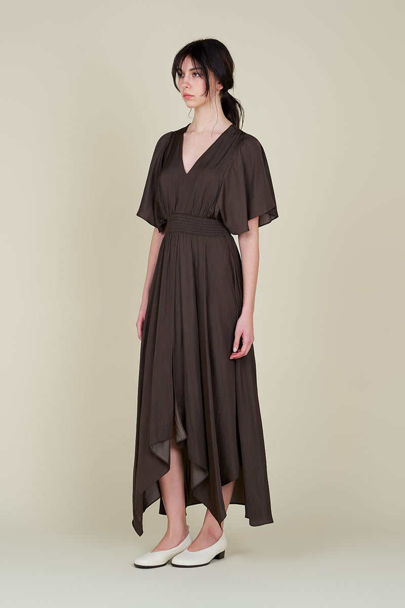 Asymmetrical Hemline Maxi Dress, Coco Brown