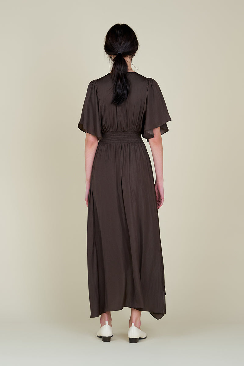 Asymmetrical Hemline Maxi Dress, Coco Brown