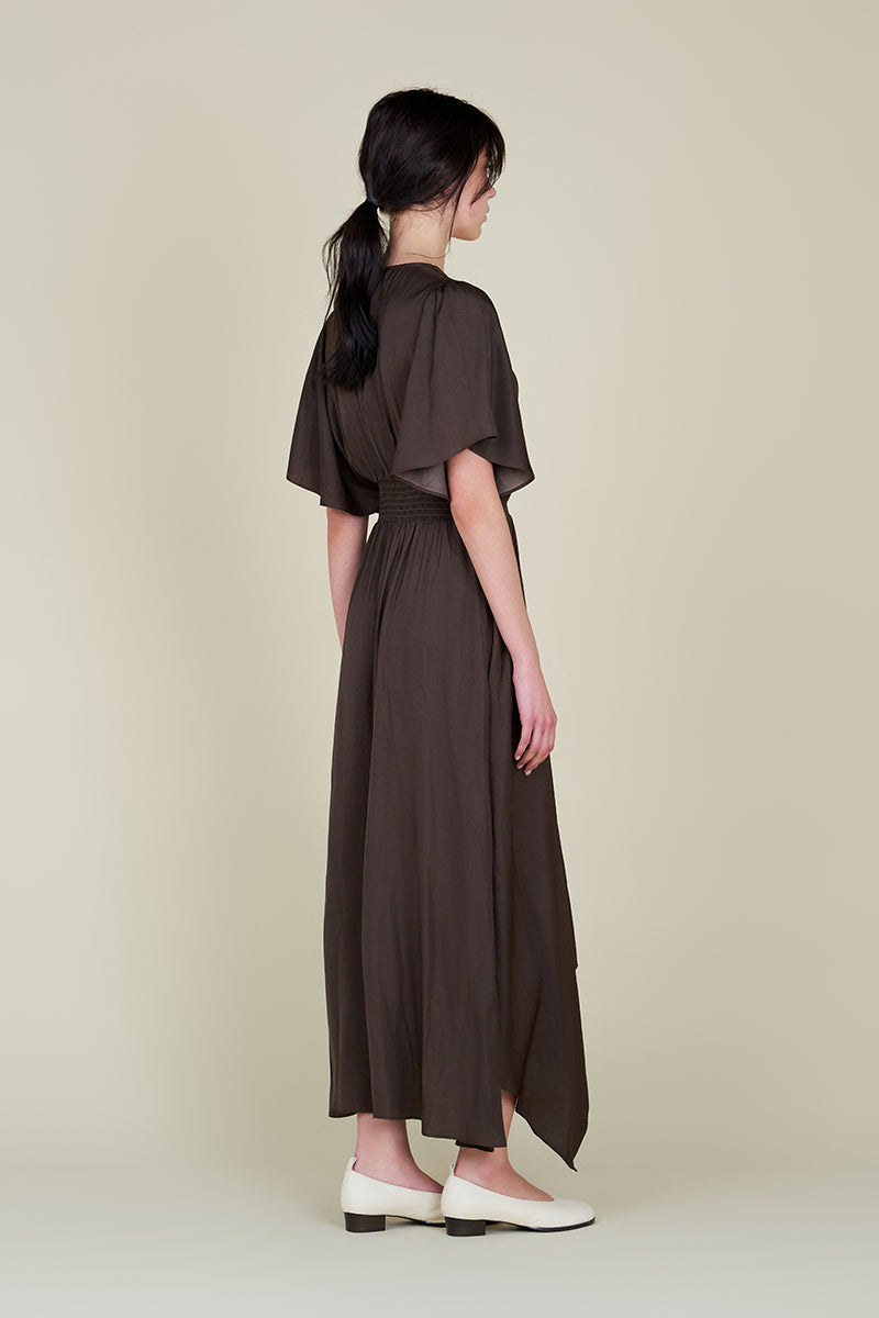 Asymmetrical Hemline Maxi Dress, Coco Brown