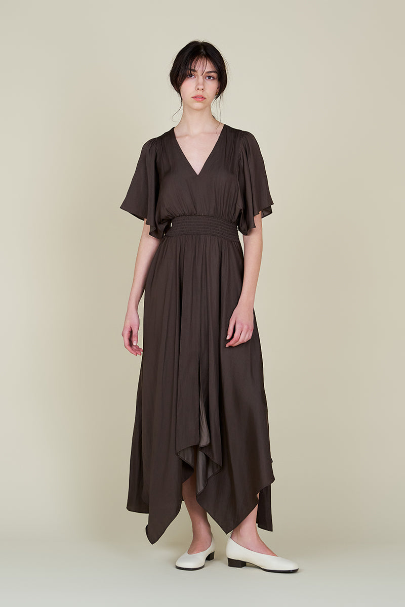 Asymmetrical Hemline Maxi Dress, Coco Brown