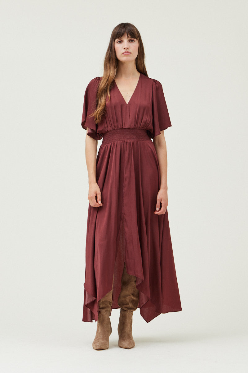 Asymmetrical Hemline Maxi Dress, Vine