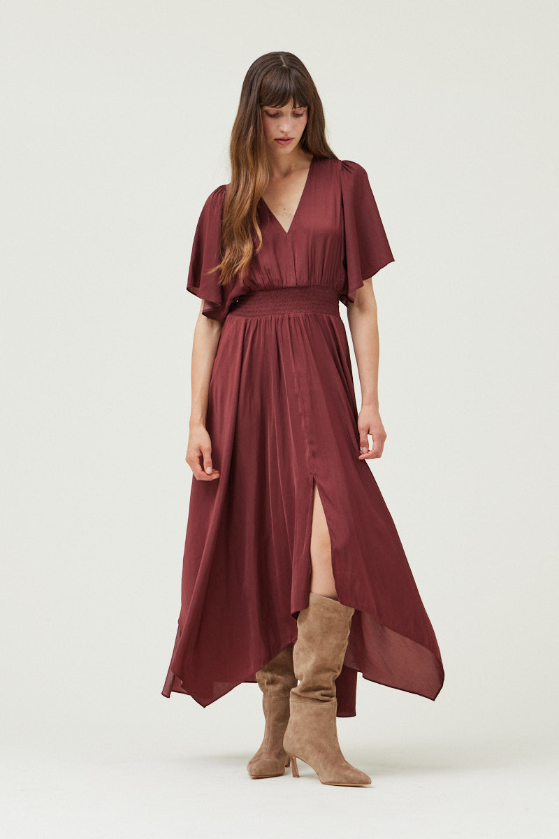 Asymmetrical Hemline Maxi Dress, Vine