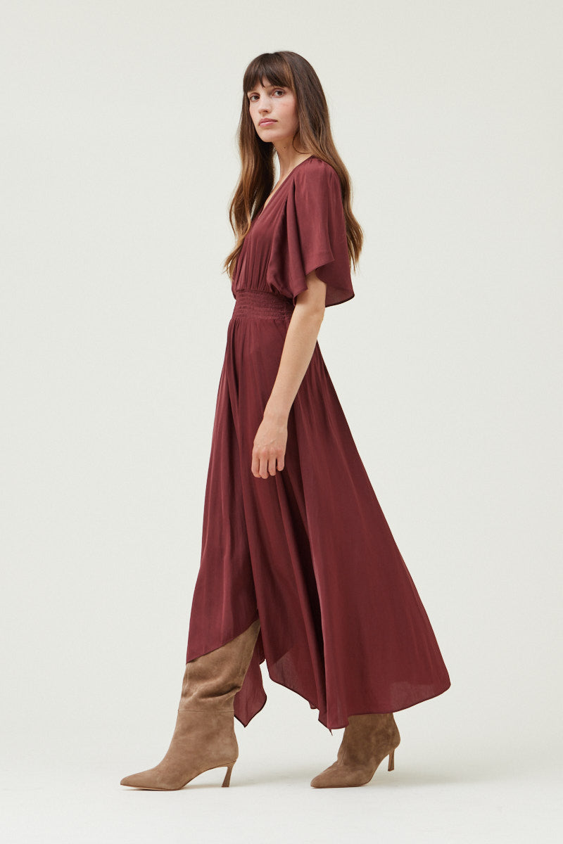 Asymmetrical Hemline Maxi Dress, Vine