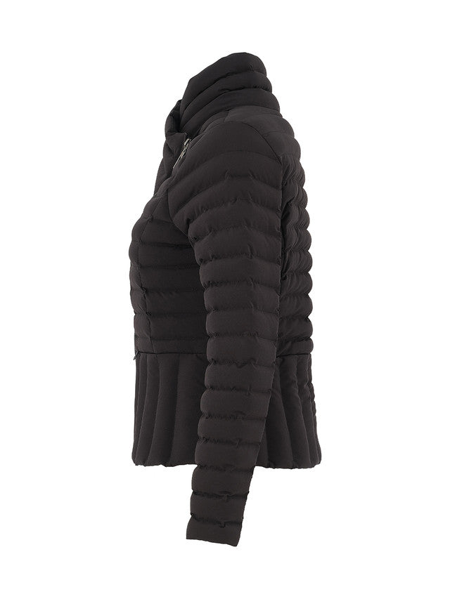Black Puffy Fitted Biker Jacket