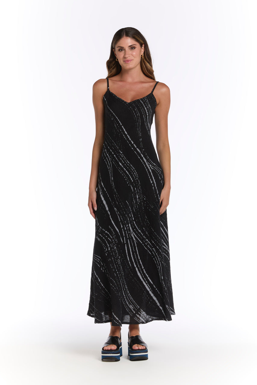 Italian Linen Maxi Tank Dress – Bias Cut S / Black