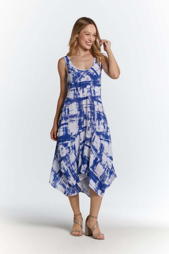 White and Blue Print  Magic Dress