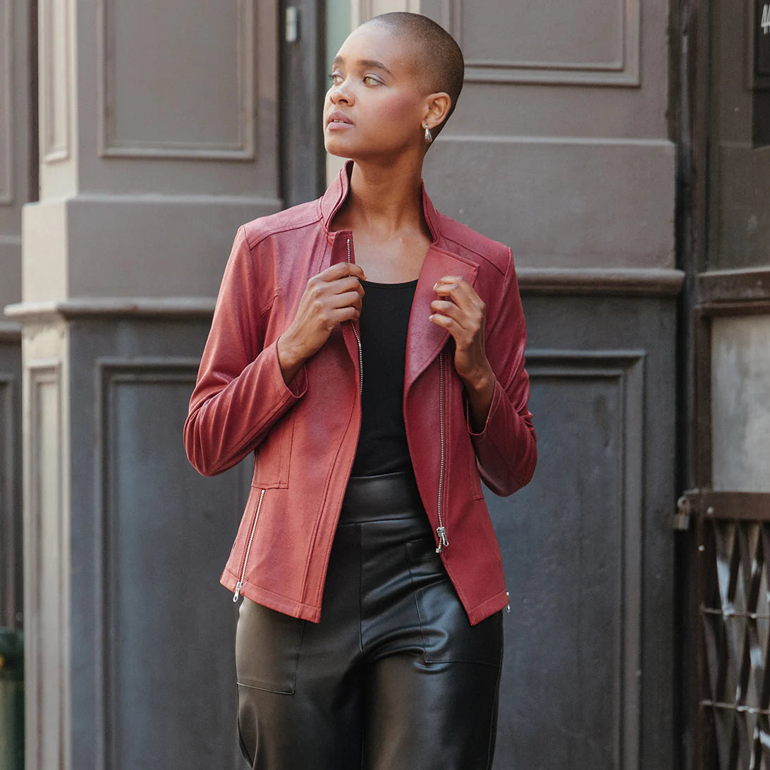 Ruby Red Liquid Leather Jacket