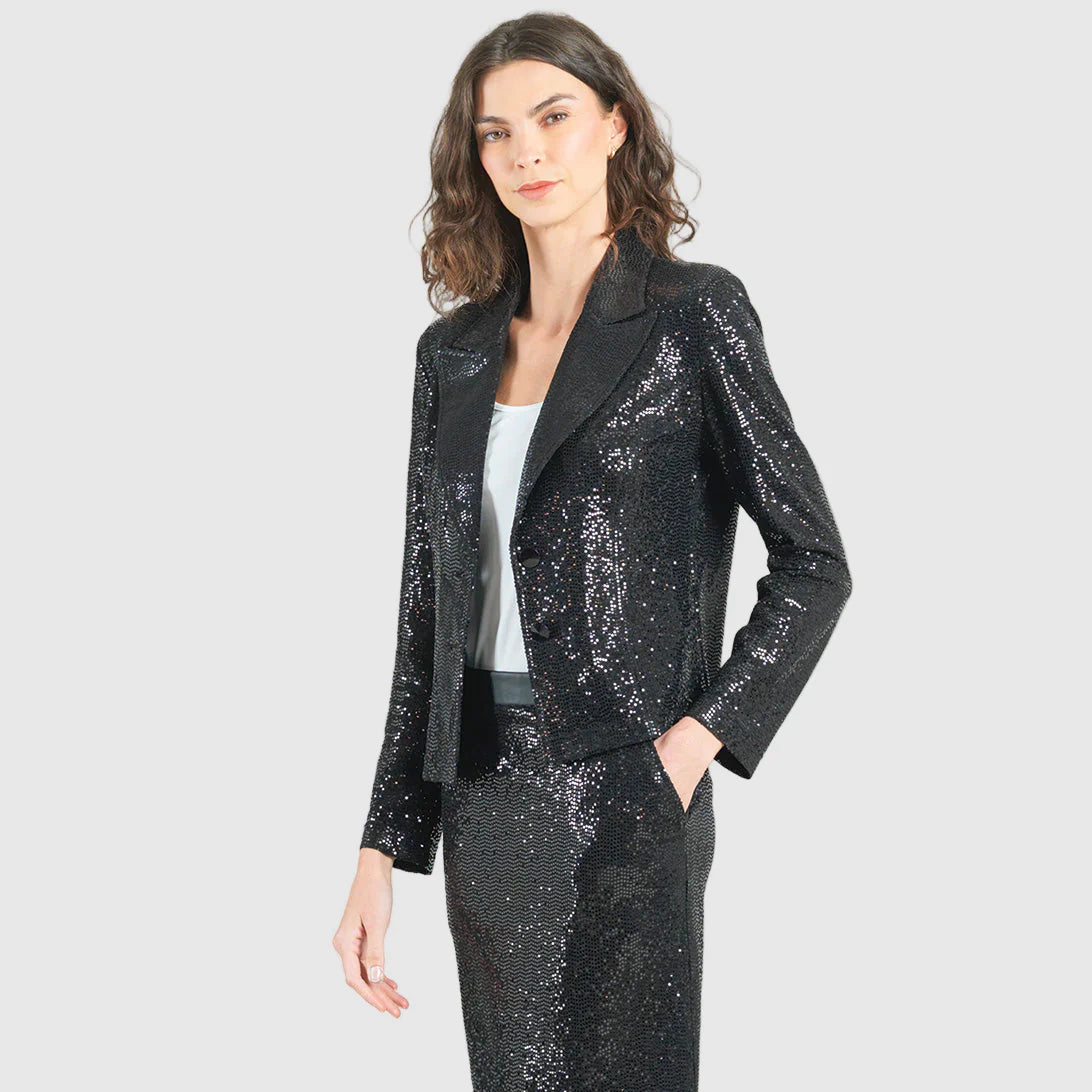Black Sparkly Stretch Holiday Jacket