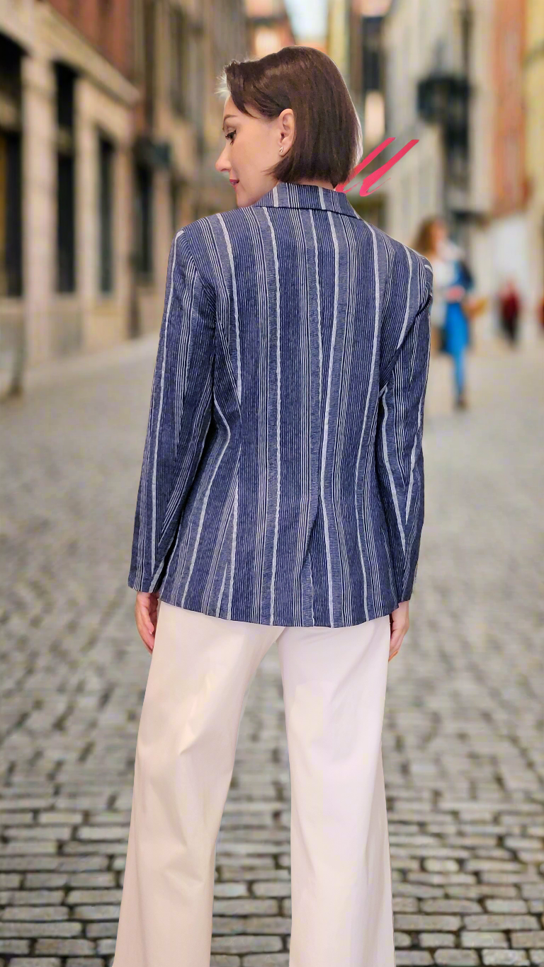 Indigo Stipe Blazer