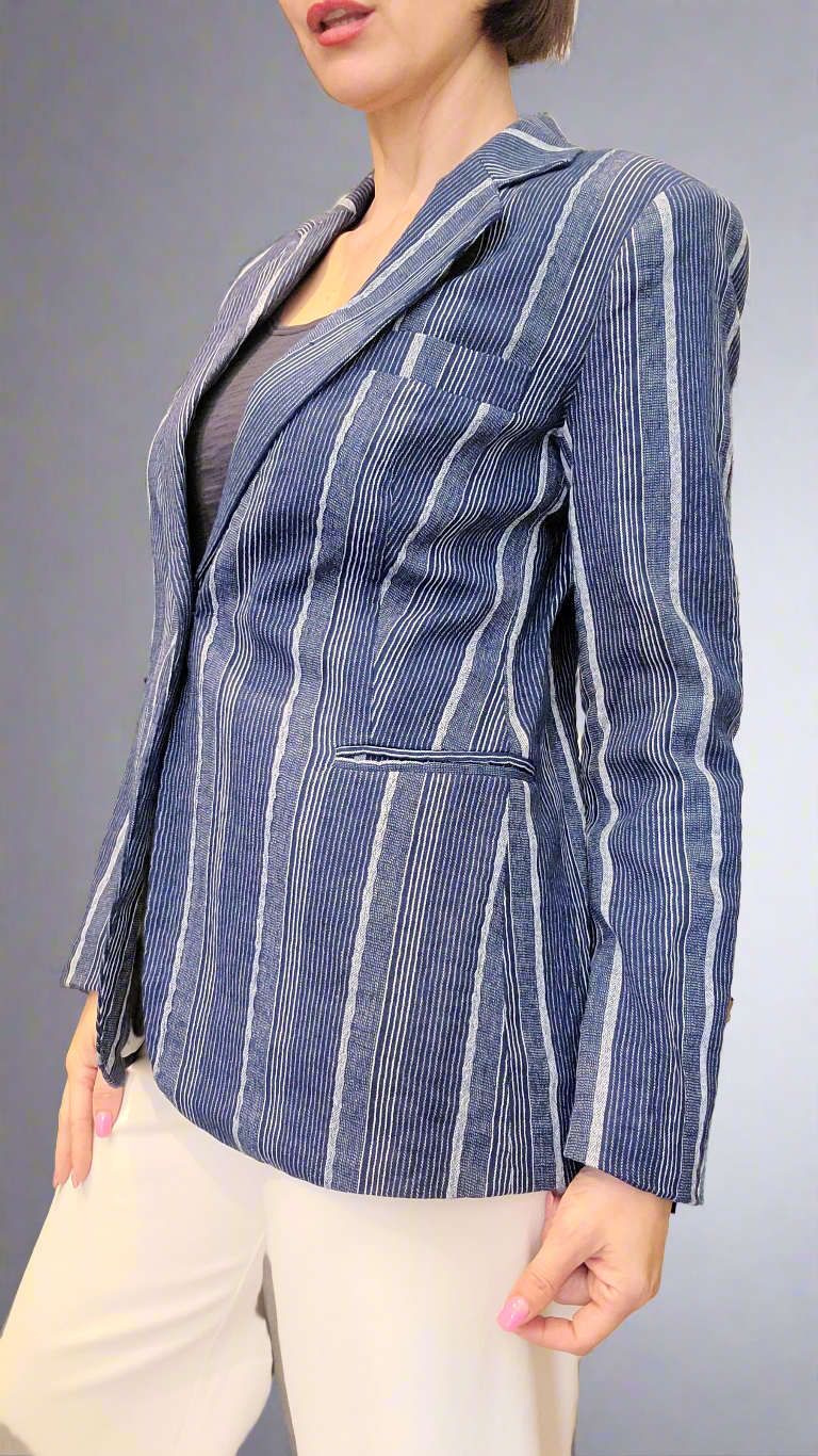 Indigo Stipe Blazer