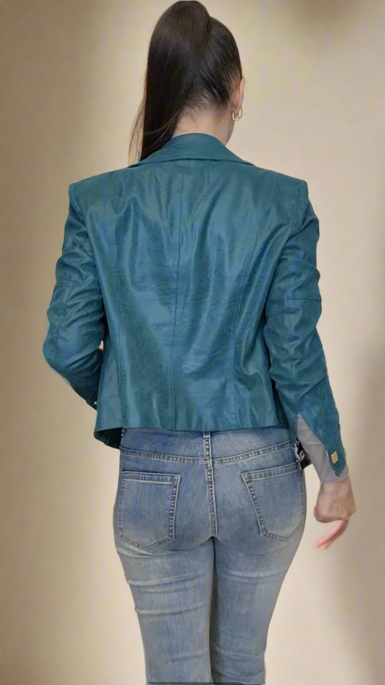 Green Vegan Leather Jacket