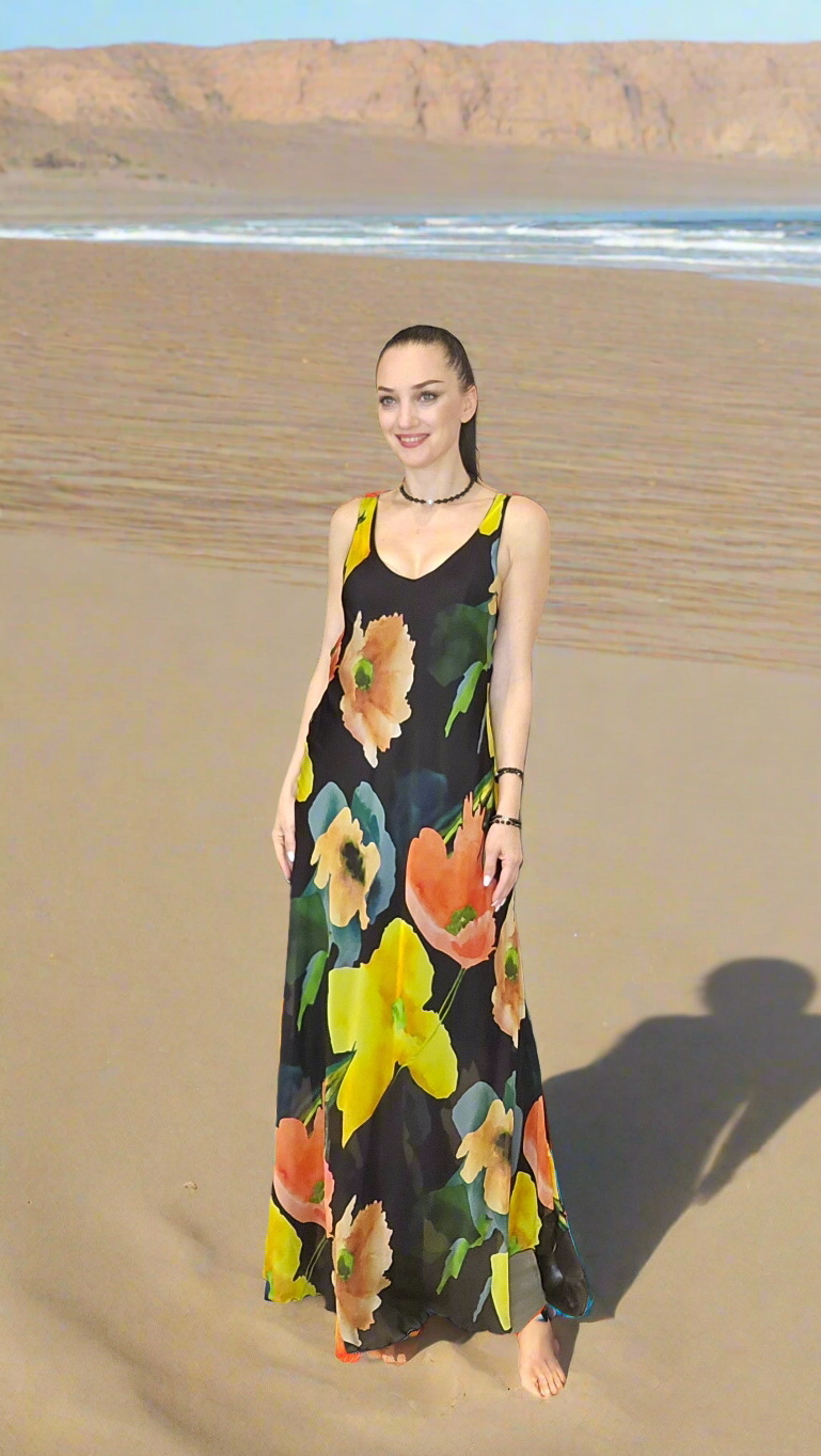 Floral Italian Silk Maxi Dress