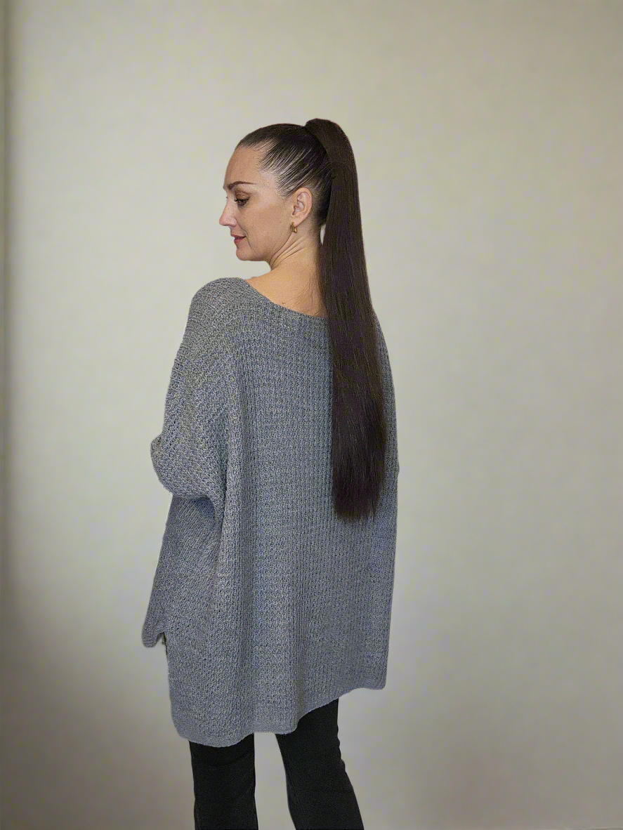 Grey Italian High Low Sweater