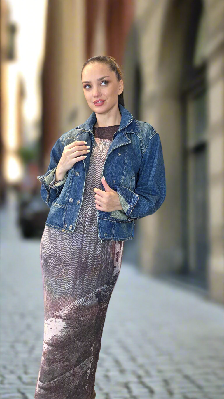 Desigual Women’s Vintage Wash Denim Jacket with Button & Zipper Closure