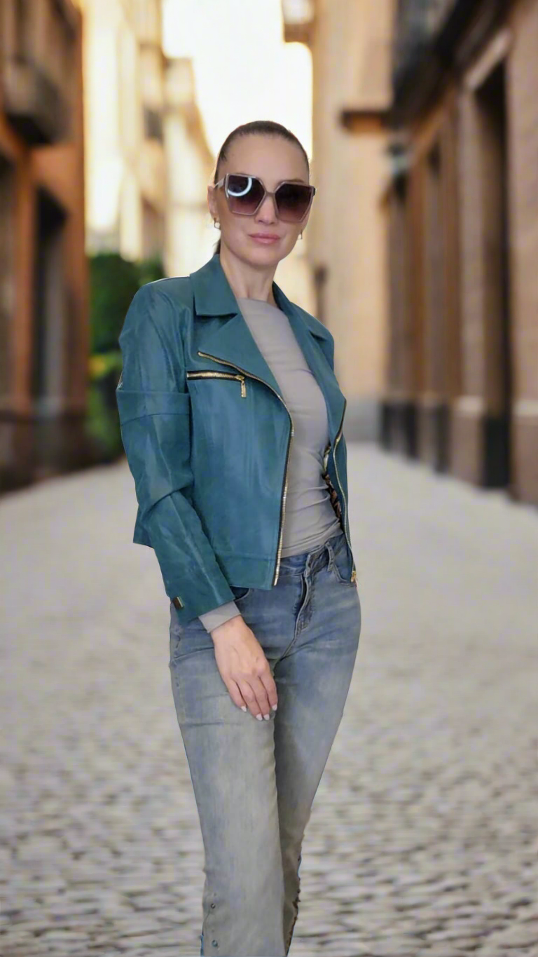 Green Vegan Leather Jacket