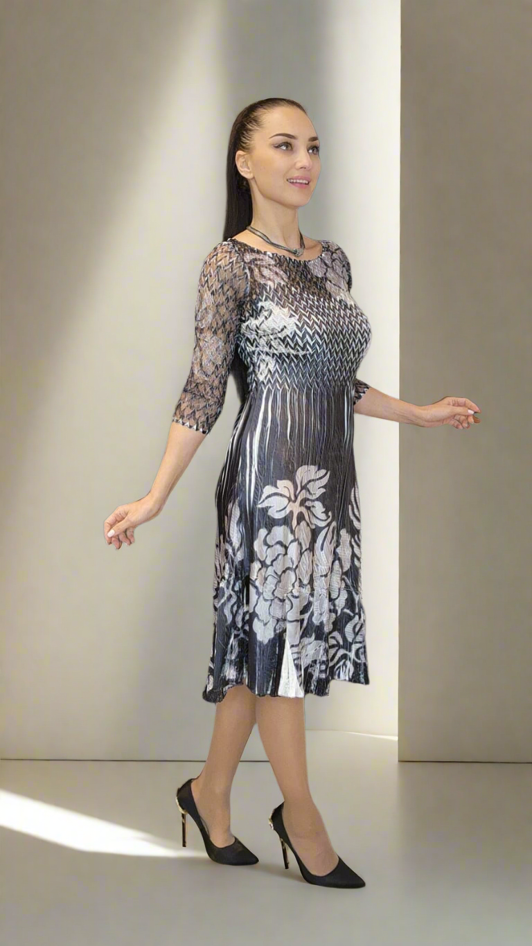 Special Occasion Silver Dress | Metallic Print Dress M/L Special Occasion Silver Dress | Metallic Print Dress M/L