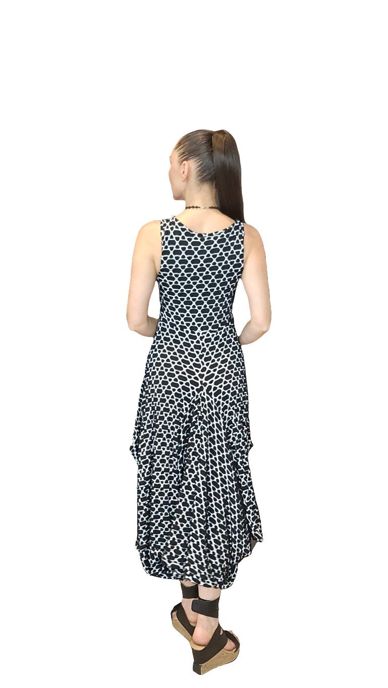 Black and White Print Knit Dress