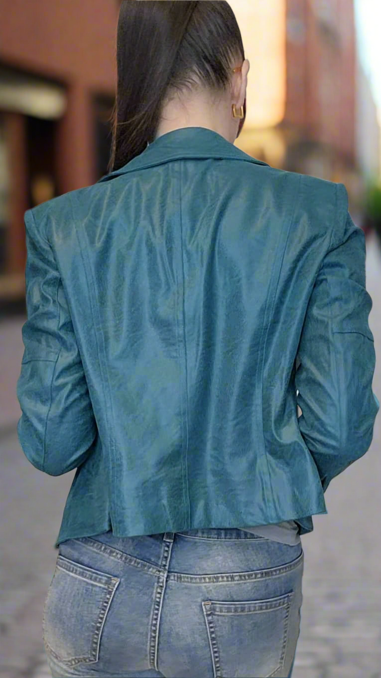 Green Vegan Leather Jacket