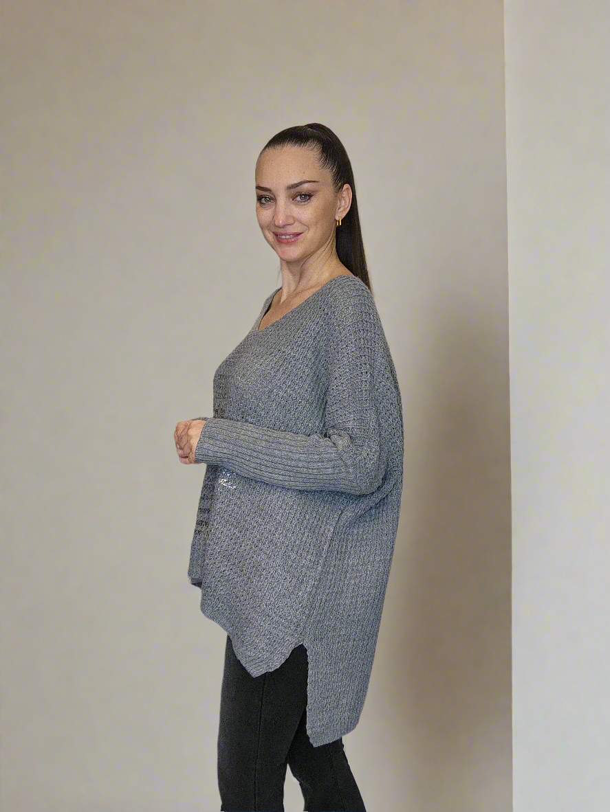 Grey Italian High Low Sweater