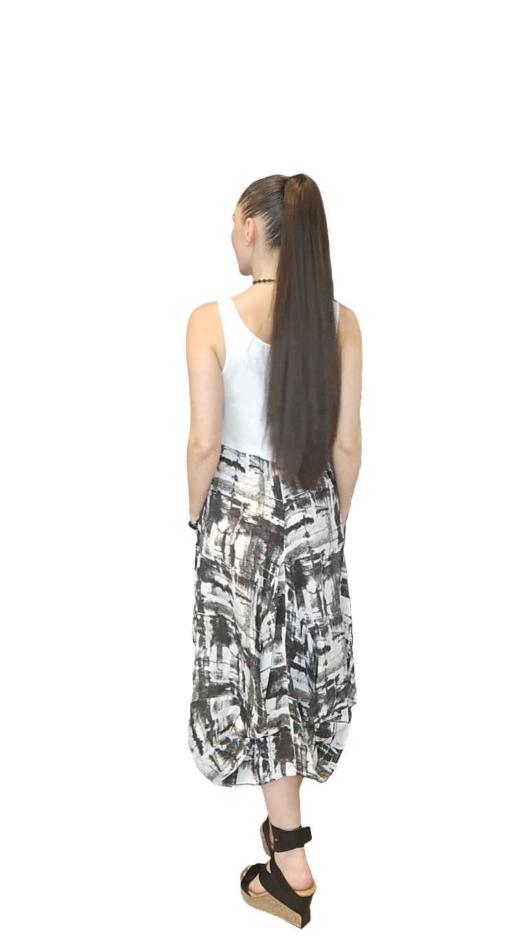 Geometric Print Italian Linen Magic Dress
