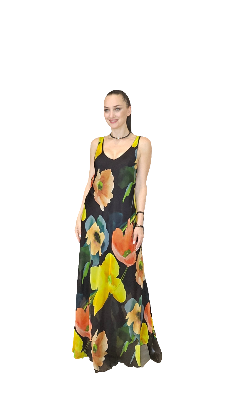 Floral Italian Silk Maxi Dress