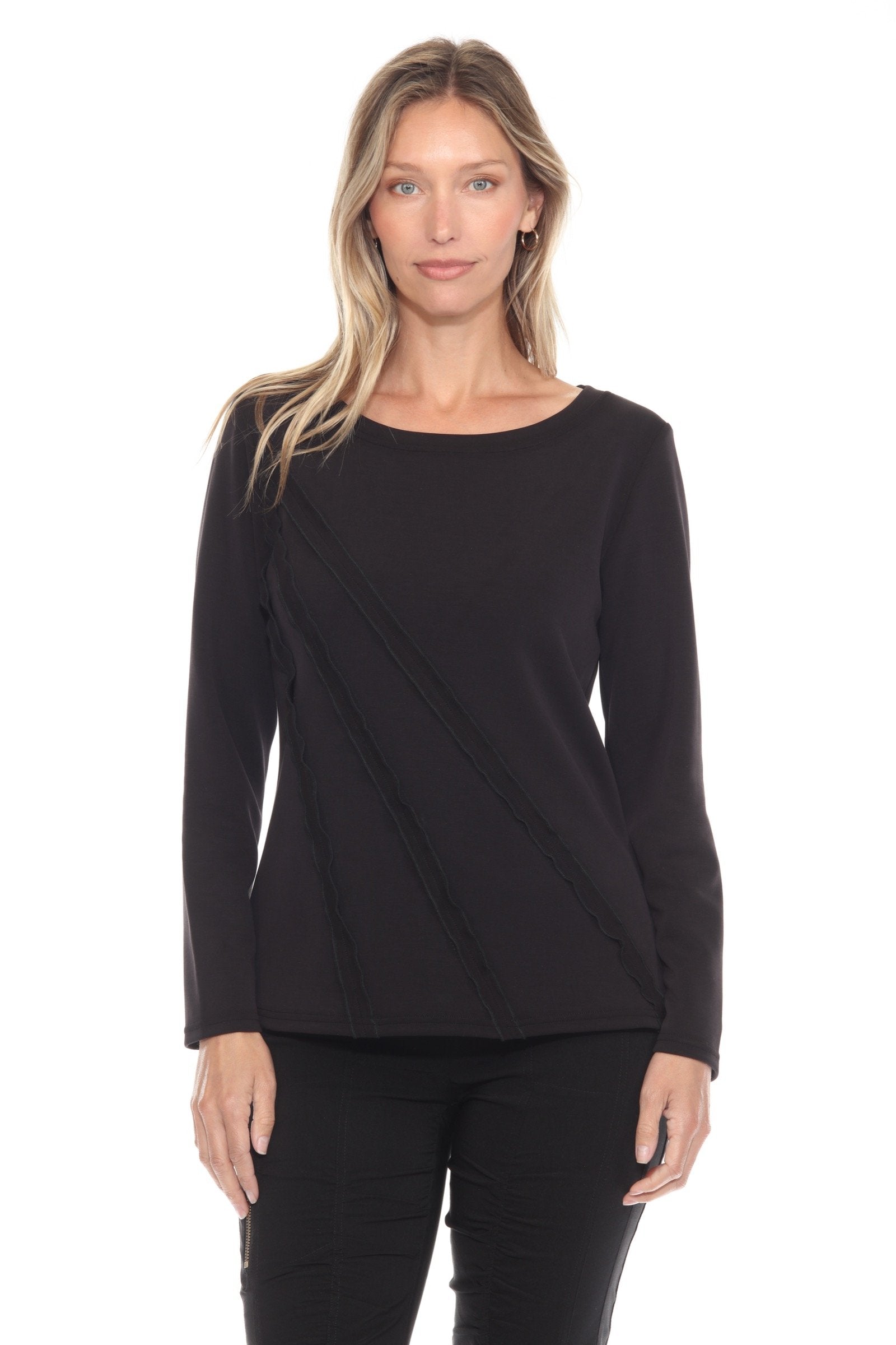 Long Sleeve Diagonal Trim Top
