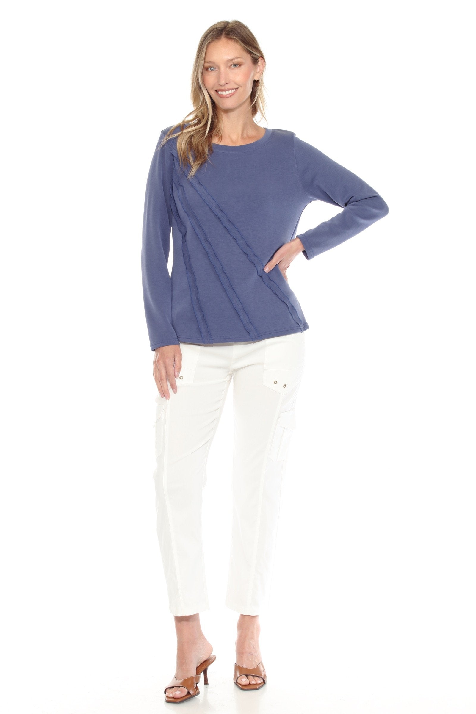 Long Sleeve Diagonal Trim Top