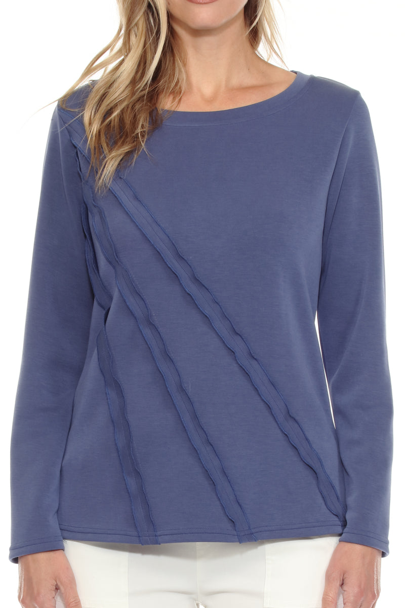 Long Sleeve Diagonal Trim Top