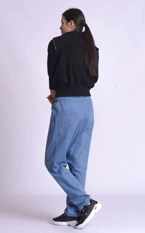 Women’s Modern Zip-Up Cotton Jacket with Oversized Collar