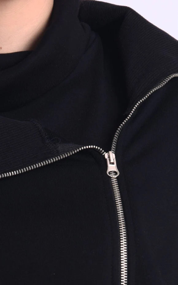 Women’s Modern Zip-Up Cotton Jacket with Oversized Collar