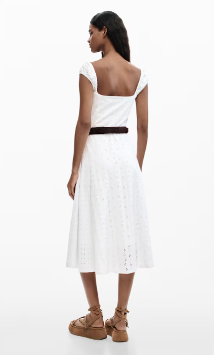 desigual white lace dress Desigual eyelet-embroidery Halterneck Maxi Dress | White