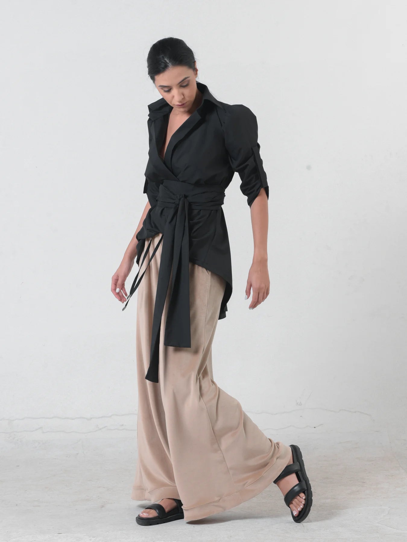 Women’s Oversized Belted Cotton White Shirt