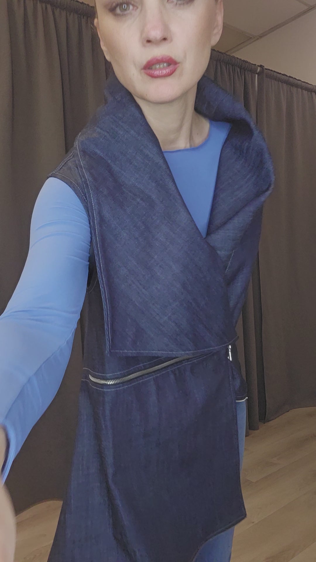 Assymetical Denim Vest