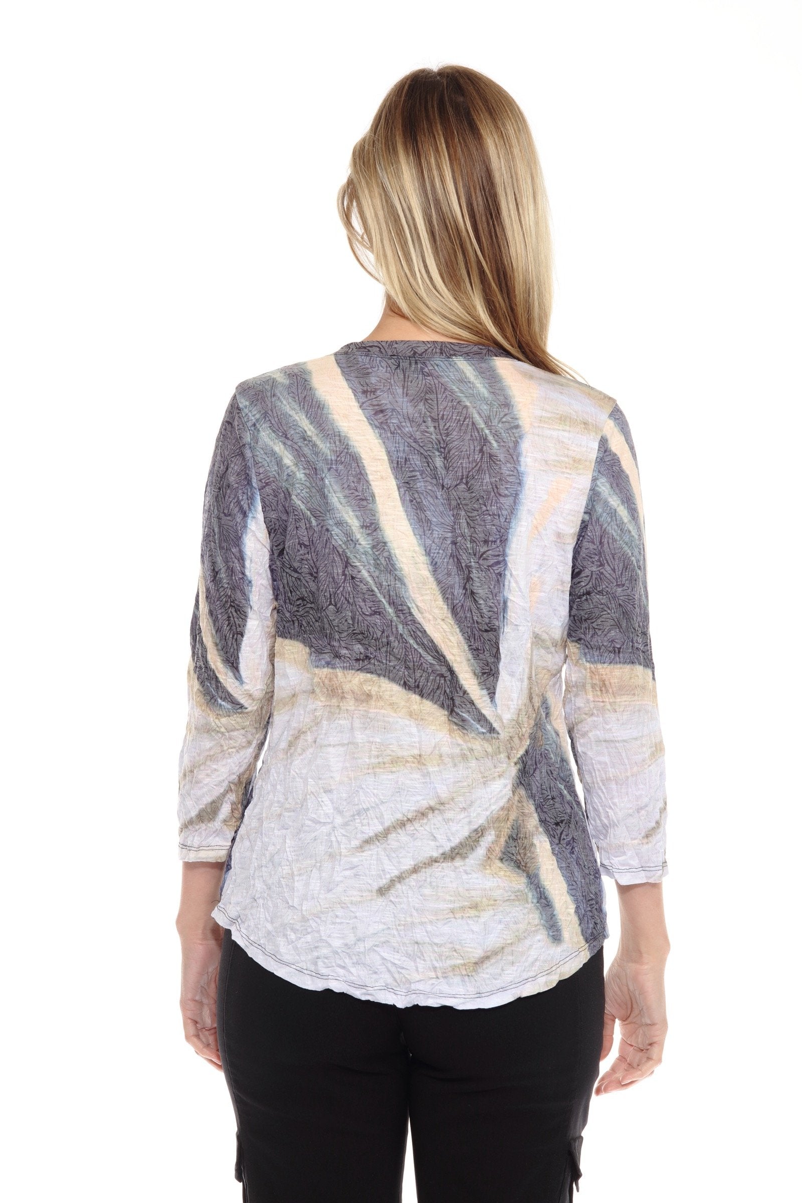Knit V Neck Print Top