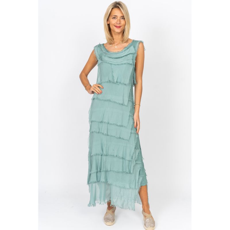 knee length dresses for ladies Italian Silk Tiered Dress