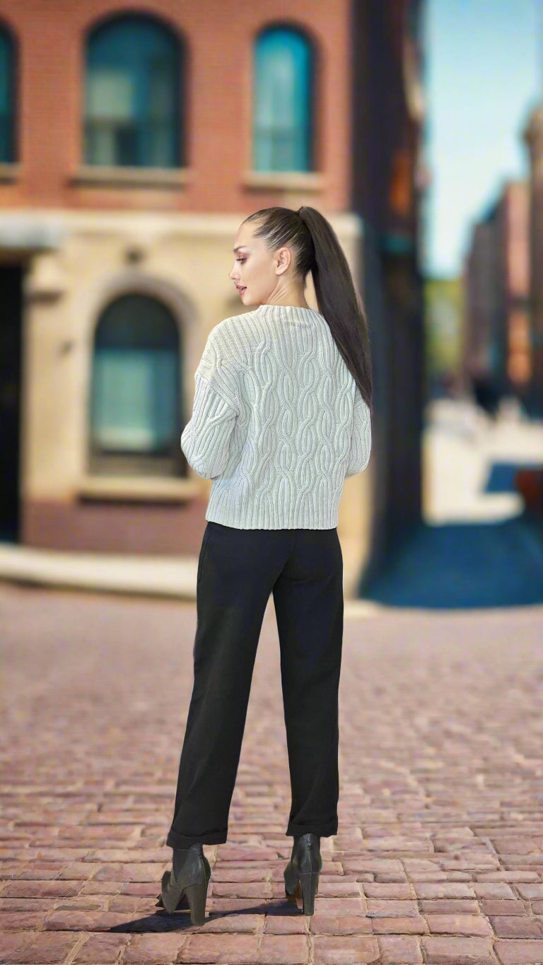 Mock Neck Cable Knit Sweater
