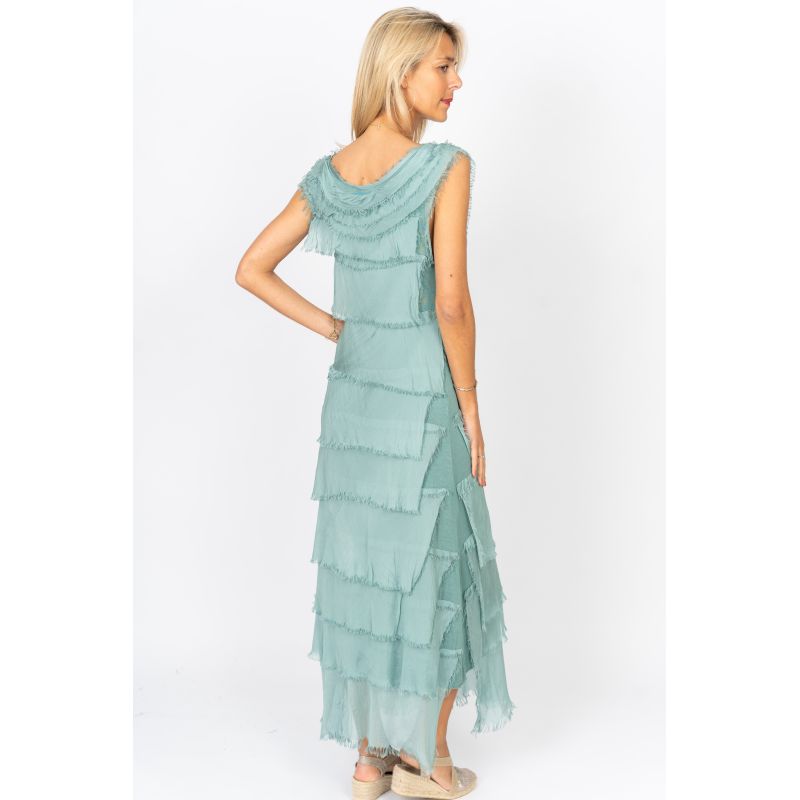 Italian Silk Tiered Dress | Women's Fitted Dresses taupe Italian Silk Tiered Dress | Women's Fitted Dresses taupe