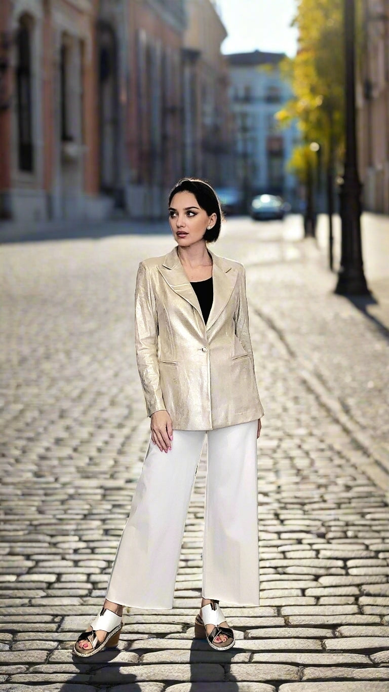 Gold Shimmer Liquid Leather Jacket