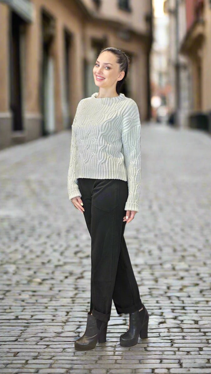 Mock Neck Cable Knit Sweater