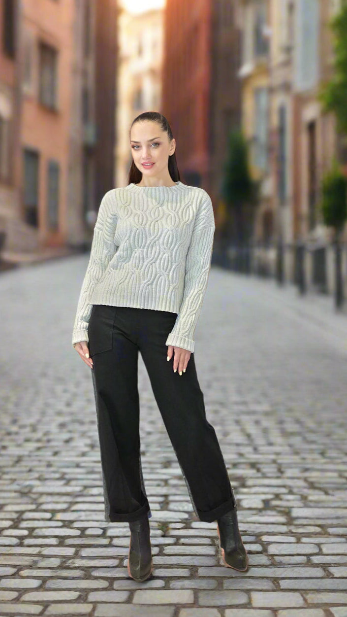 Mock Neck Cable Knit Sweater