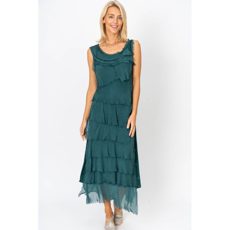 italian elegant dresses Italian Silk Tiered Dress