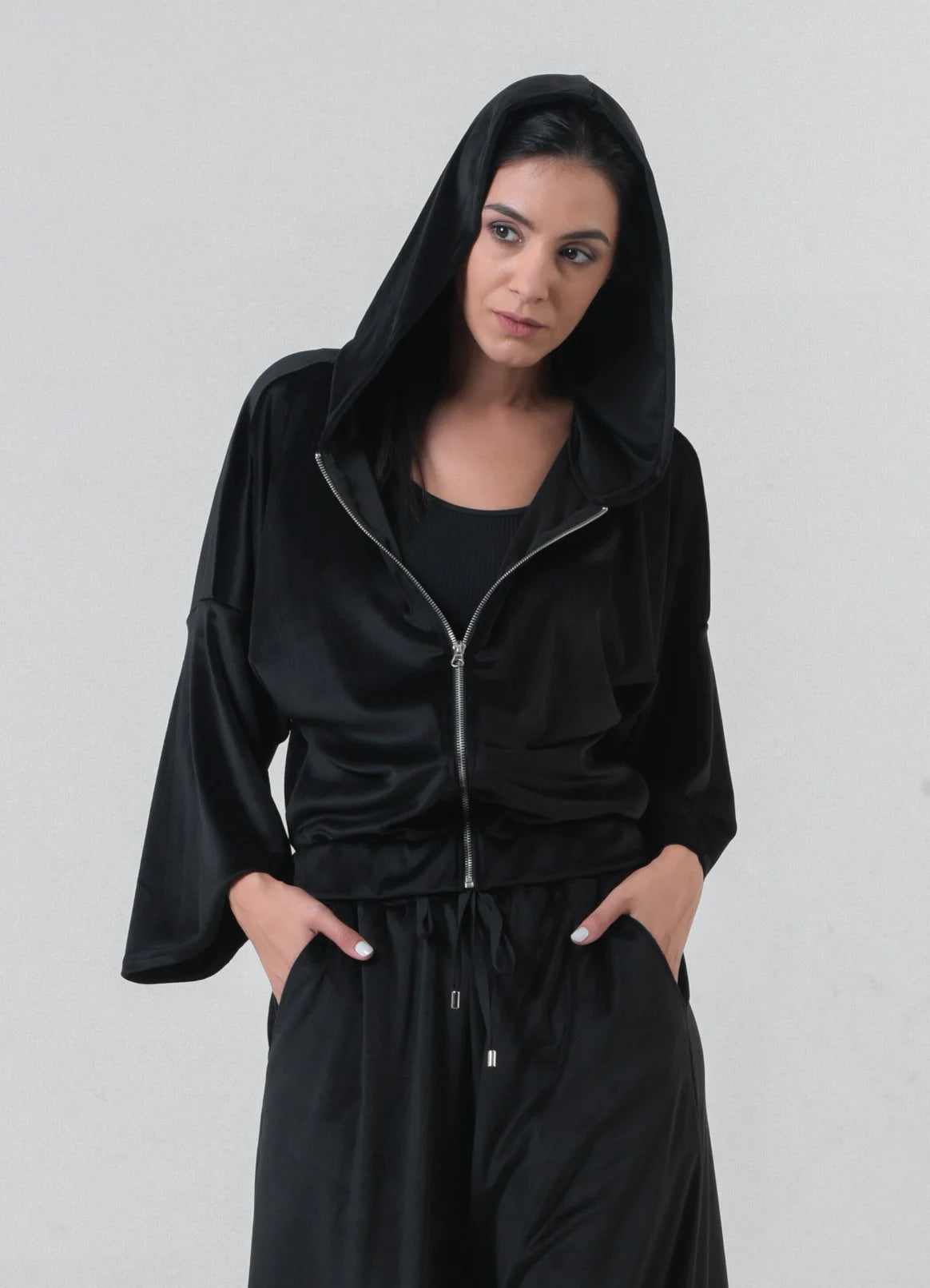 Women’s Velvet Zip Hoodie – Luxury Loungewear Jacket