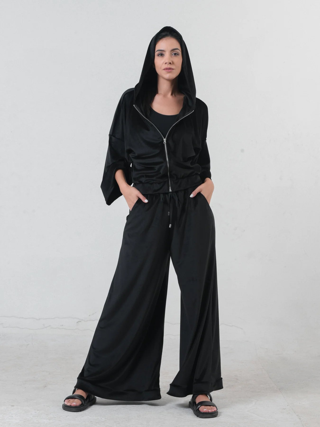Women’s Velvet Zip Hoodie – Luxury Loungewear Jacket